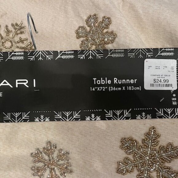 NWT Tahari Home beaded Holiday table runner - Picture 3 of 5